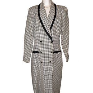 Double Breasted Checkered Coat Dress - Size 12